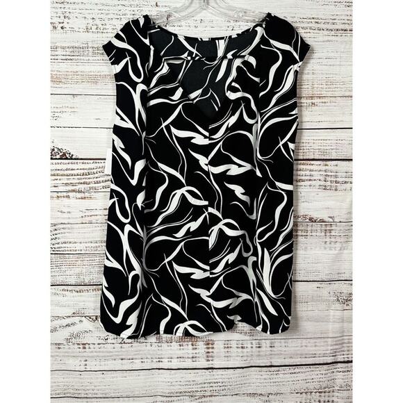 NEW with tags Halogen Ribbon Print Jewel Neck Sleeveless Top Black Small - Picture 5 of 11